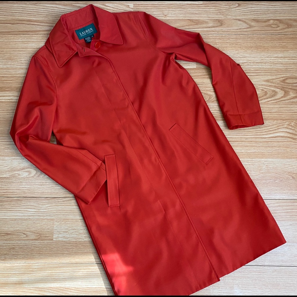 Lauren Red trench rain coat Small